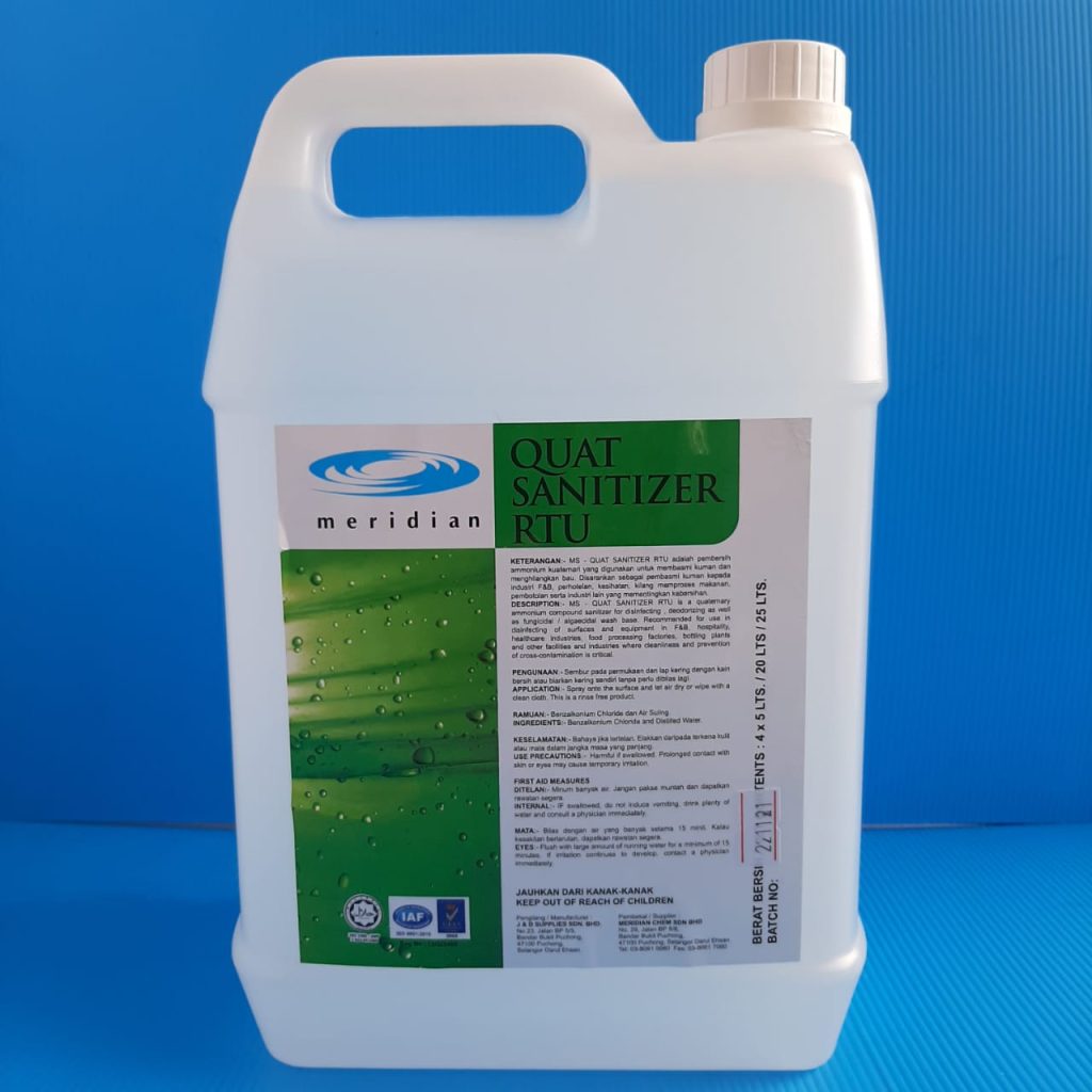 Quat Sanitizer RTU 5 liters Meridian Chemie